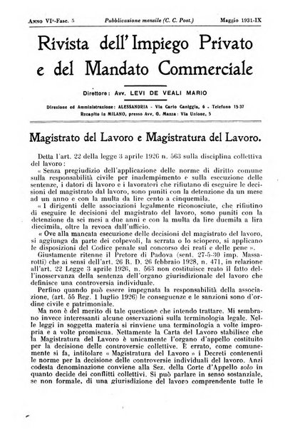 Rivista dell'impiego privato e del mandato commerciale