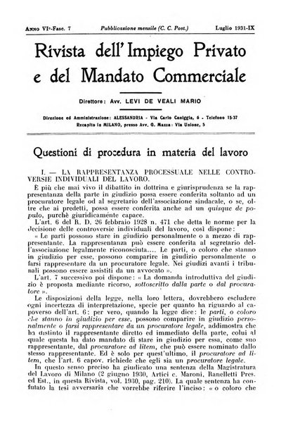 Rivista dell'impiego privato e del mandato commerciale