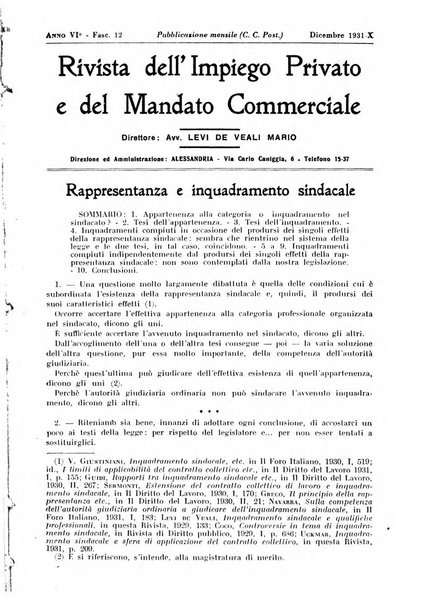 Rivista dell'impiego privato e del mandato commerciale