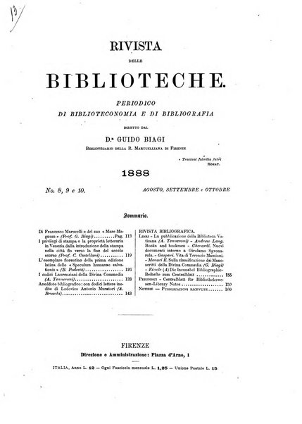 Rivista delle biblioteche periodico di biblioteconomia e di bibliografia