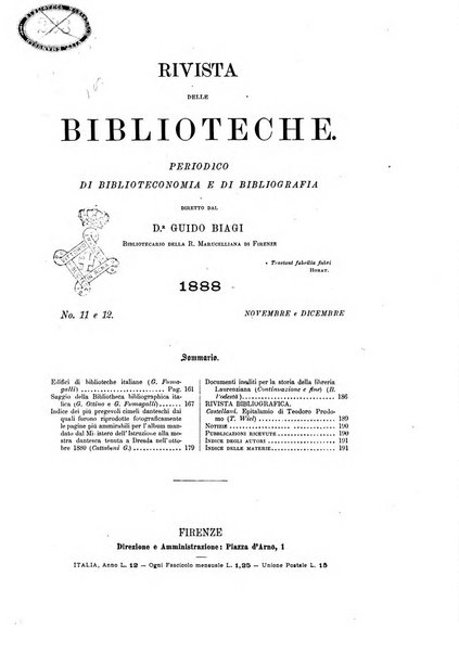 Rivista delle biblioteche periodico di biblioteconomia e di bibliografia