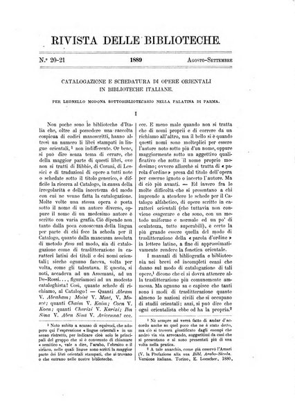 Rivista delle biblioteche periodico di biblioteconomia e di bibliografia