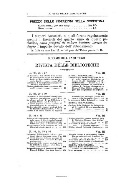 Rivista delle biblioteche periodico di biblioteconomia e di bibliografia