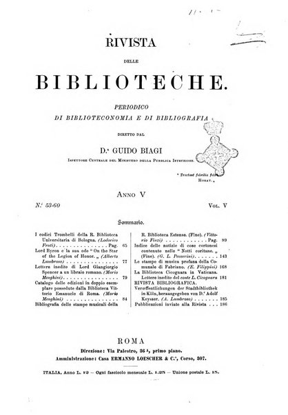 Rivista delle biblioteche periodico di biblioteconomia e di bibliografia