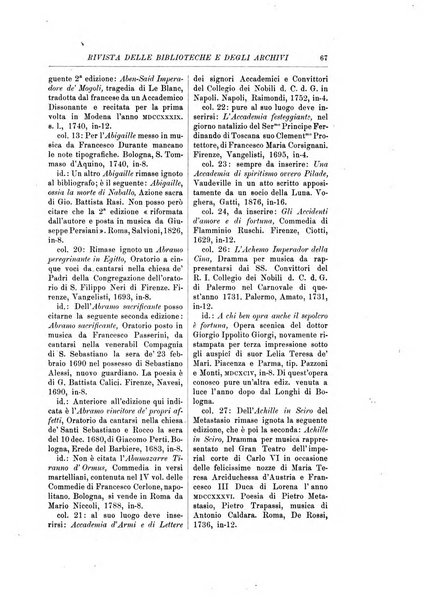 Rivista delle biblioteche e degli archivi periodico di biblioteconomia e di bibliografia di paleografia e di archivistica