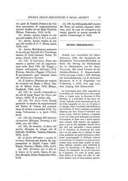 Rivista delle biblioteche e degli archivi periodico di biblioteconomia e di bibliografia di paleografia e di archivistica