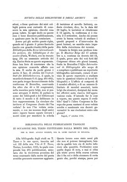 Rivista delle biblioteche e degli archivi periodico di biblioteconomia e di bibliografia di paleografia e di archivistica