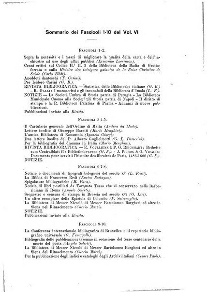 Rivista delle biblioteche e degli archivi periodico di biblioteconomia e di bibliografia di paleografia e di archivistica