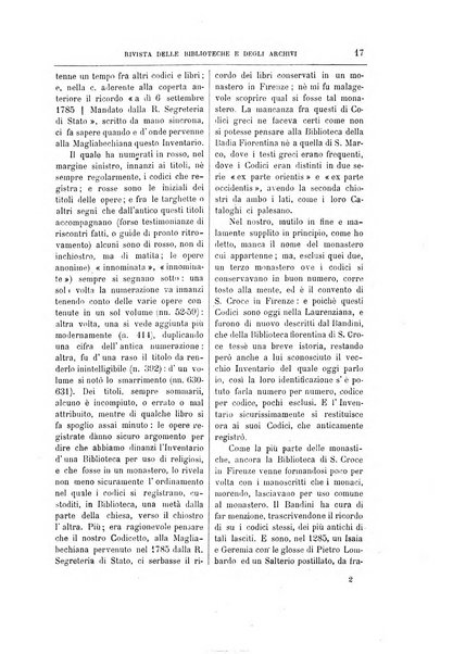 Rivista delle biblioteche e degli archivi periodico di biblioteconomia e di bibliografia di paleografia e di archivistica