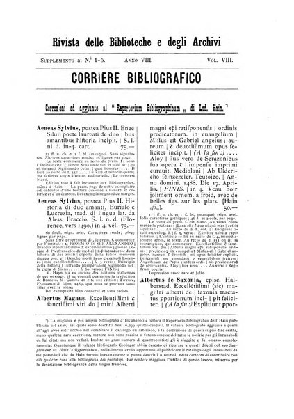 Rivista delle biblioteche e degli archivi periodico di biblioteconomia e di bibliografia di paleografia e di archivistica