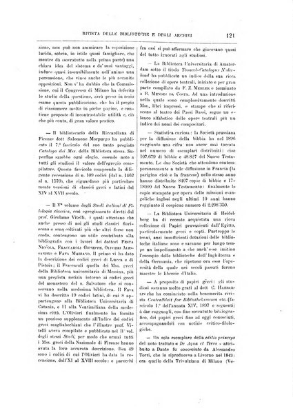 Rivista delle biblioteche e degli archivi periodico di biblioteconomia e di bibliografia di paleografia e di archivistica