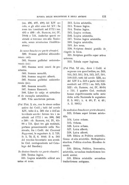 Rivista delle biblioteche e degli archivi periodico di biblioteconomia e di bibliografia di paleografia e di archivistica