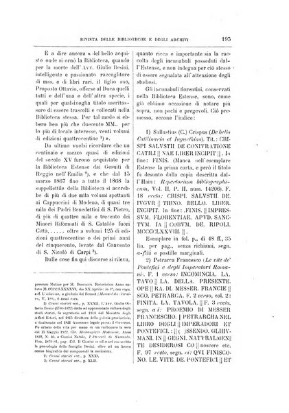 Rivista delle biblioteche e degli archivi periodico di biblioteconomia e di bibliografia di paleografia e di archivistica