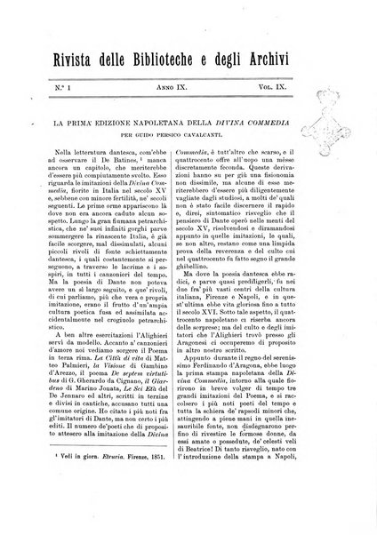 Rivista delle biblioteche e degli archivi periodico di biblioteconomia e di bibliografia di paleografia e di archivistica