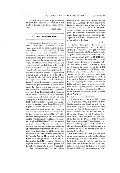 Rivista delle biblioteche e degli archivi periodico di biblioteconomia e di bibliografia di paleografia e di archivistica