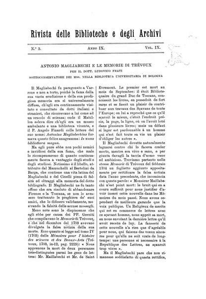 Rivista delle biblioteche e degli archivi periodico di biblioteconomia e di bibliografia di paleografia e di archivistica