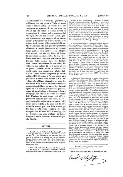 Rivista delle biblioteche e degli archivi periodico di biblioteconomia e di bibliografia di paleografia e di archivistica