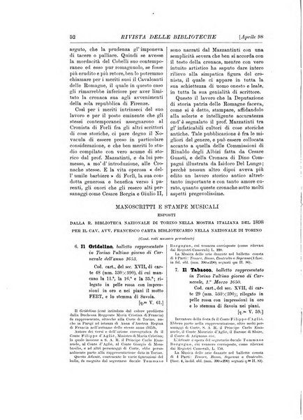 Rivista delle biblioteche e degli archivi periodico di biblioteconomia e di bibliografia di paleografia e di archivistica