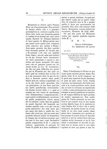 Rivista delle biblioteche e degli archivi periodico di biblioteconomia e di bibliografia di paleografia e di archivistica