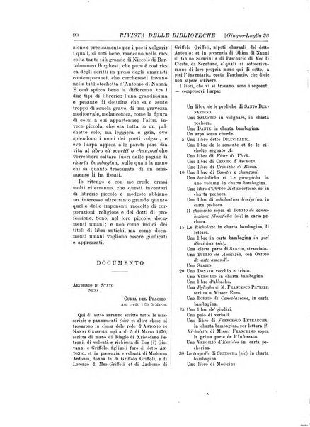 Rivista delle biblioteche e degli archivi periodico di biblioteconomia e di bibliografia di paleografia e di archivistica