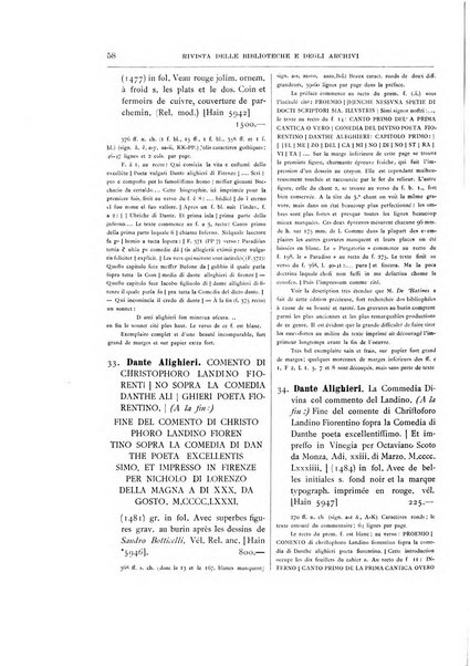 Rivista delle biblioteche e degli archivi periodico di biblioteconomia e di bibliografia di paleografia e di archivistica