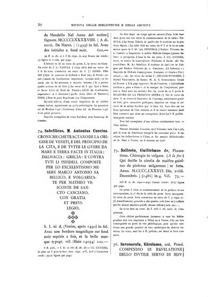 Rivista delle biblioteche e degli archivi periodico di biblioteconomia e di bibliografia di paleografia e di archivistica