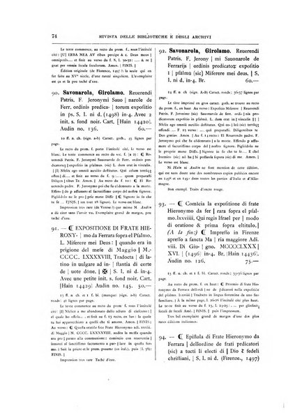 Rivista delle biblioteche e degli archivi periodico di biblioteconomia e di bibliografia di paleografia e di archivistica