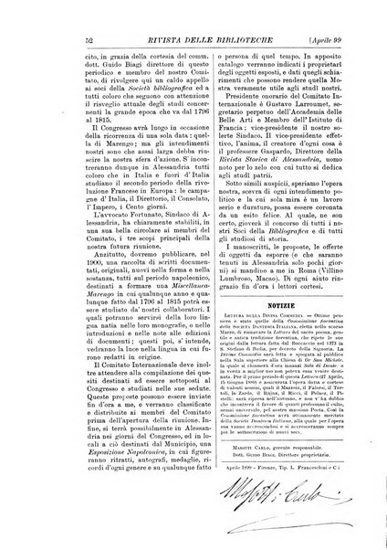 Rivista delle biblioteche e degli archivi periodico di biblioteconomia e di bibliografia di paleografia e di archivistica