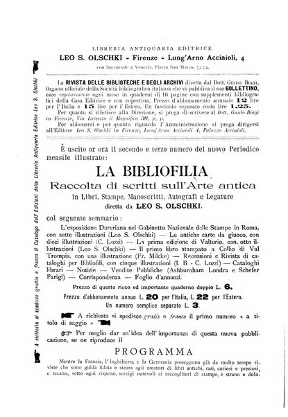 Rivista delle biblioteche e degli archivi periodico di biblioteconomia e di bibliografia di paleografia e di archivistica