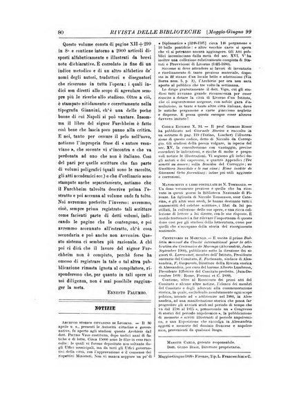 Rivista delle biblioteche e degli archivi periodico di biblioteconomia e di bibliografia di paleografia e di archivistica