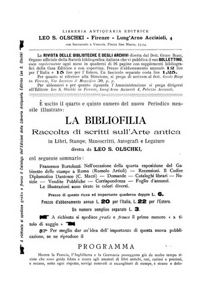 Rivista delle biblioteche e degli archivi periodico di biblioteconomia e di bibliografia di paleografia e di archivistica