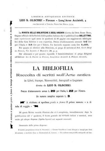 Rivista delle biblioteche e degli archivi periodico di biblioteconomia e di bibliografia di paleografia e di archivistica