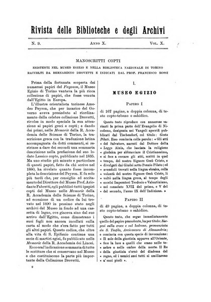 Rivista delle biblioteche e degli archivi periodico di biblioteconomia e di bibliografia di paleografia e di archivistica