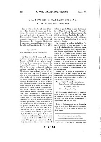 Rivista delle biblioteche e degli archivi periodico di biblioteconomia e di bibliografia di paleografia e di archivistica