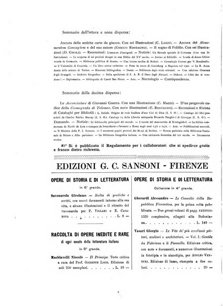 Rivista delle biblioteche e degli archivi periodico di biblioteconomia e di bibliografia di paleografia e di archivistica