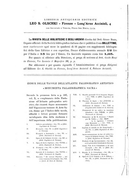 Rivista delle biblioteche e degli archivi periodico di biblioteconomia e di bibliografia di paleografia e di archivistica