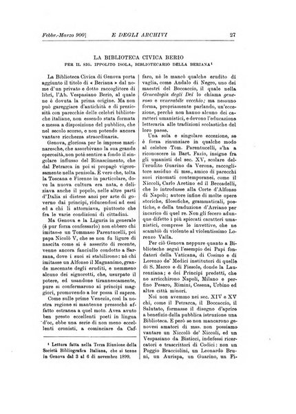 Rivista delle biblioteche e degli archivi periodico di biblioteconomia e di bibliografia di paleografia e di archivistica