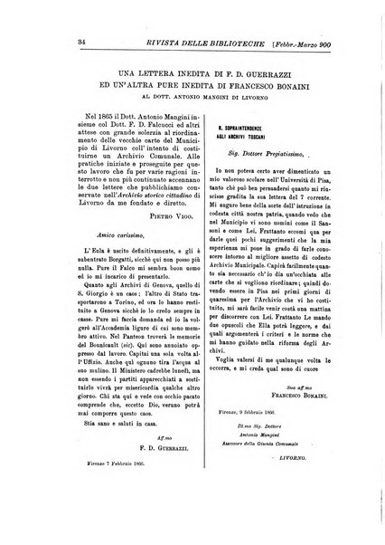 Rivista delle biblioteche e degli archivi periodico di biblioteconomia e di bibliografia di paleografia e di archivistica