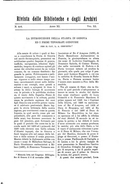 Rivista delle biblioteche e degli archivi periodico di biblioteconomia e di bibliografia di paleografia e di archivistica