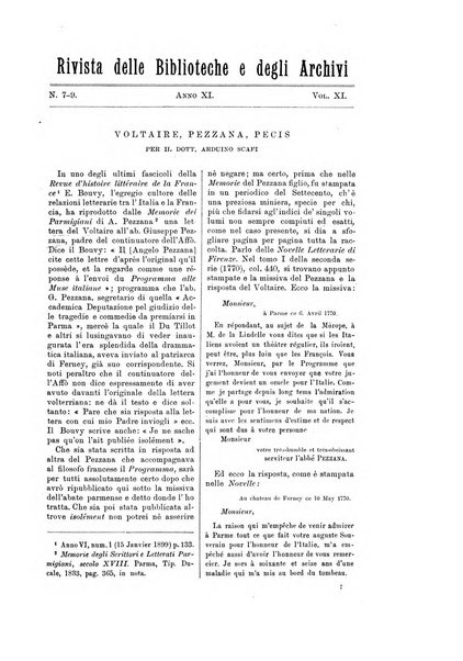 Rivista delle biblioteche e degli archivi periodico di biblioteconomia e di bibliografia di paleografia e di archivistica