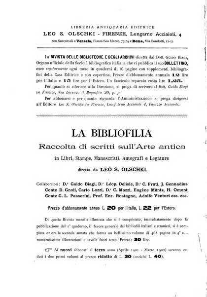 Rivista delle biblioteche e degli archivi periodico di biblioteconomia e di bibliografia di paleografia e di archivistica