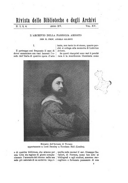 Rivista delle biblioteche e degli archivi periodico di biblioteconomia e di bibliografia di paleografia e di archivistica