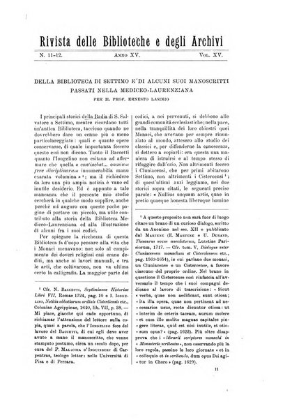 Rivista delle biblioteche e degli archivi periodico di biblioteconomia e di bibliografia di paleografia e di archivistica