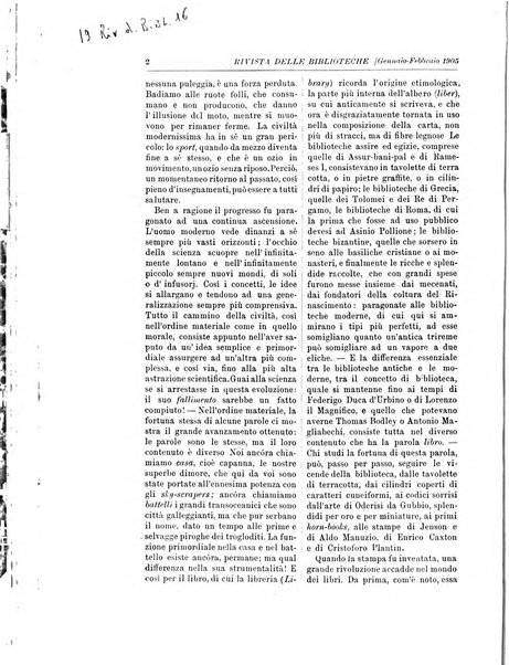 Rivista delle biblioteche e degli archivi periodico di biblioteconomia e di bibliografia di paleografia e di archivistica