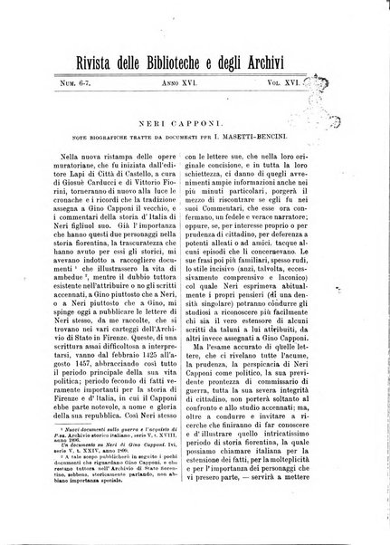 Rivista delle biblioteche e degli archivi periodico di biblioteconomia e di bibliografia di paleografia e di archivistica