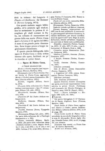 Rivista delle biblioteche e degli archivi periodico di biblioteconomia e di bibliografia di paleografia e di archivistica