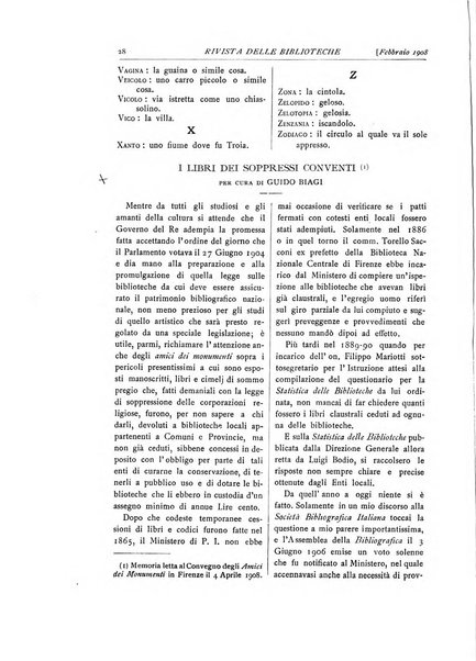 Rivista delle biblioteche e degli archivi periodico di biblioteconomia e di bibliografia di paleografia e di archivistica