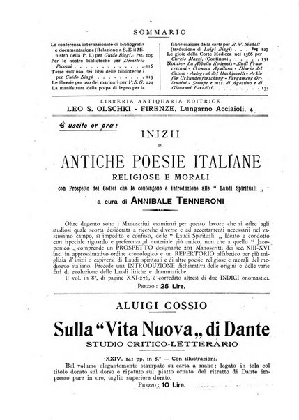 Rivista delle biblioteche e degli archivi periodico di biblioteconomia e di bibliografia di paleografia e di archivistica