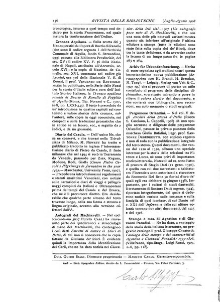 Rivista delle biblioteche e degli archivi periodico di biblioteconomia e di bibliografia di paleografia e di archivistica