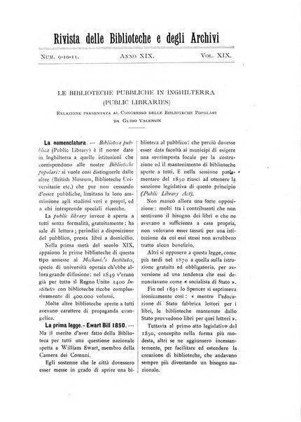 Rivista delle biblioteche e degli archivi periodico di biblioteconomia e di bibliografia di paleografia e di archivistica